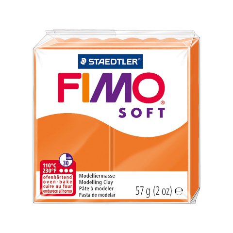 Fimo modelling clay Soft 8020 57 g large block (55 x 55 x 15 mm), tangerine