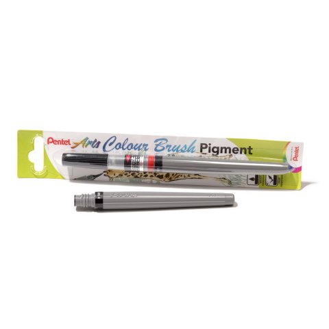 Pentel Brush Arts Pigmento pennello pennello colore pennello Pigmento Penna, ricaricabile, permanente, grigio