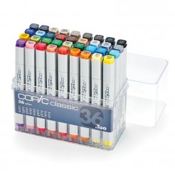 Copic Marker, 36er-Set, Basis-Set: 10 Grautöne, 24 Farben, black 100 + 110