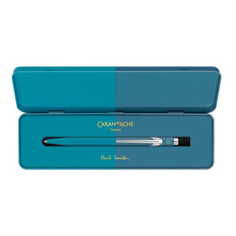 Caran d'Ache Kugelschreiber 849 Paul Smith inkl. Metalletui, cyan/steel