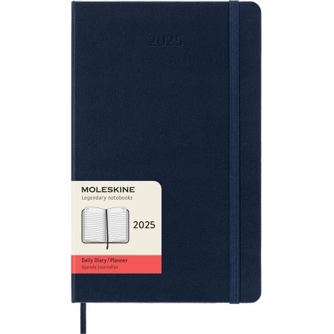 Moleskine daily calendar, 12 months, Daily Planner 2025, DIN A5, hardcover, sapphire (0124)