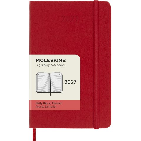 Moleskine Tageskalender 12 Monate Daily Planner 2027, DIN A6, Hardcover, scharlachrot (9431)
