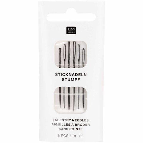 Embroidery needle set No. 18-22, 6 needles, without point/blunt