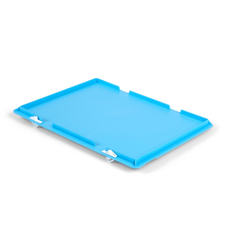 Tapa para caja apilable azul claro con bisagra