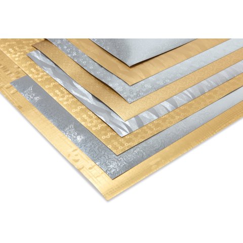 Cartone Highlight ad effetto, metallico, cangiante Sabbia, 215 g/m², 500 x 700, oro
