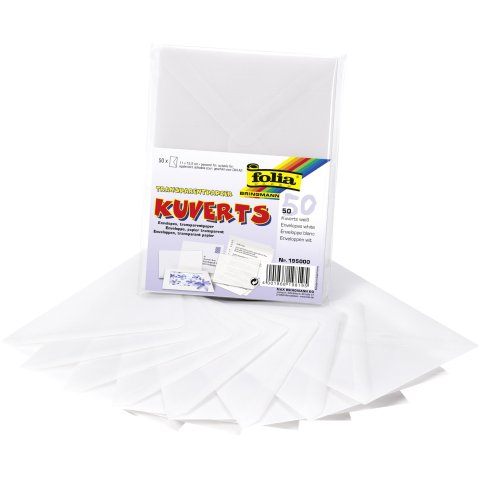 Transparent paper envelopes 155 x 110, for DIN A6, 115 g/m², 50 pieces