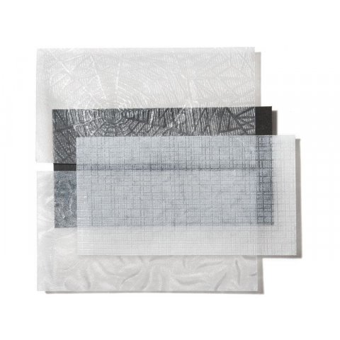 Papel cristal gofrado, blanco 40 g/m², 210 x 297  DIN A4, estampado en tela de araña