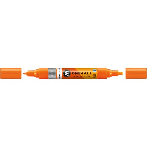 Molotow Lackmarker One4all Acryl Twin Strichstärke 1,5/4 mm, neonorange fluoresz. (218)