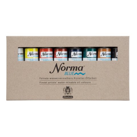 Schmincke watercolor oil paint Norma Blue, set 8 tubes à 35 ml, in cardboard box
