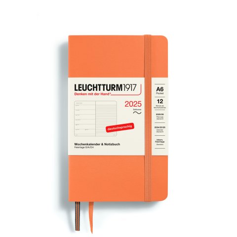 Leuchtturm Wochenkalender & Notizbuch 12 Monate 2025, A6, Pocket, Softcover, apricot (820)