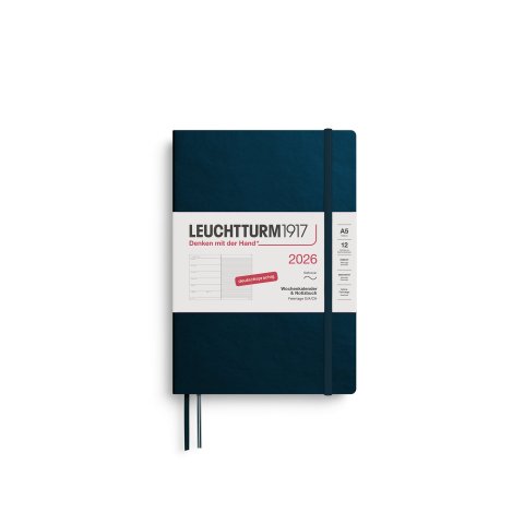 Leuchtturm Wochenkalender & Notizbuch 12 Monate 2026, A5, Medium, Softcover, deep sea (925)