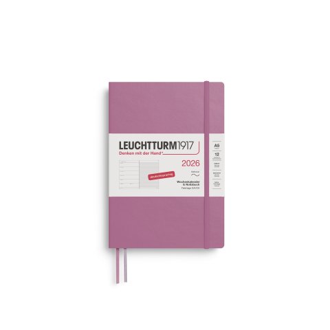 Leuchtturm Wochenkalender & Notizbuch 12 Monate 2026, A5, Medium, Softcover, dusty rose (857)