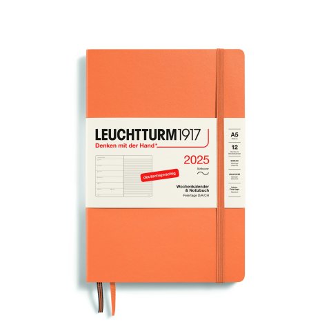 Leuchtturm Wochenkalender & Notizbuch 12 Monate 2025, A5, Medium, Softcover, apricot (622)