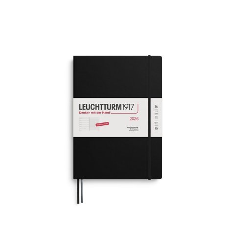 Leuchtturm calendario settimanale e notebook 12 mesi 2026, A4+, Master, hardcover, black (529)