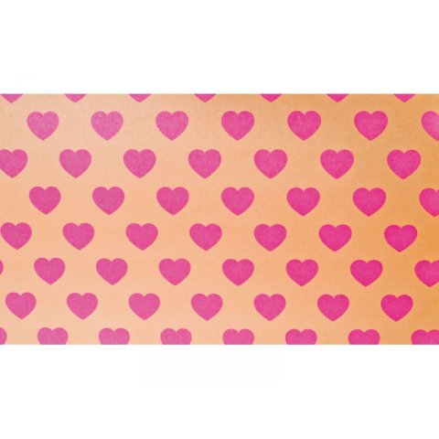 Lagom Design gift wrapping paper Suki, 500 x 700, pink-coloured hearts on beige