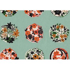 Japanese paper Katazome 60 g/m², 210 x 297, blossoms on light blue