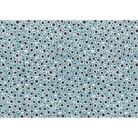 Japanpapier Chiyogami 70 g/m², 630 x 490 (SB), Blüten hellblau/weiß