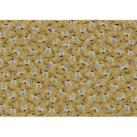 Japanese paper Chiyogami 70 g/m², 630 x 490 (SB), owls on gold