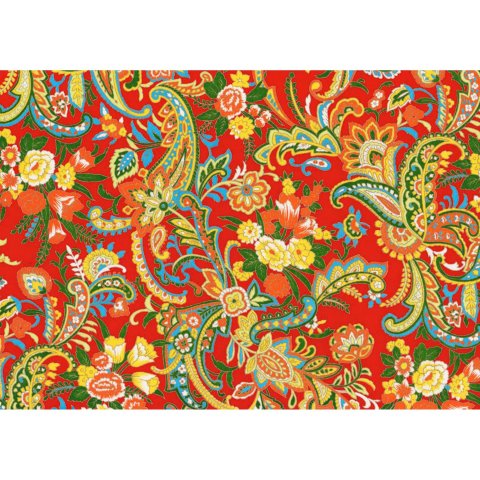 Japanese paper Chiyogami 70 g/m², 630 x 490 (SB), Blumenstrauß auf rot