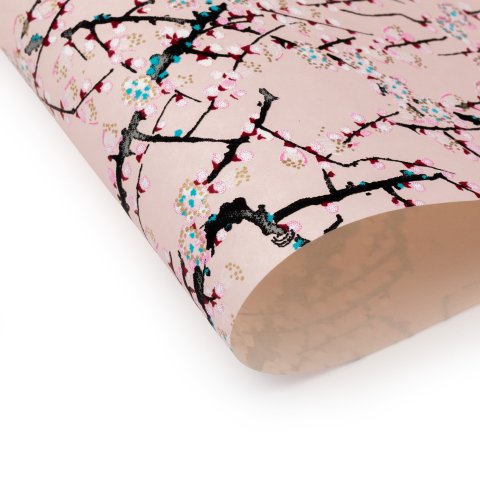 Japanpapier Chiyogami 70 g/m², 630 x 490 (SB), Zweige rosa