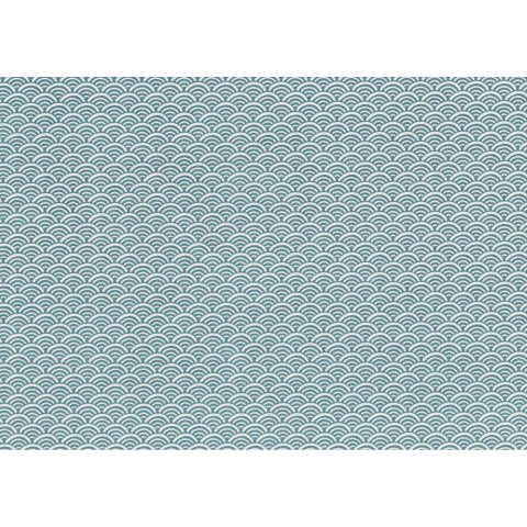 Japanese paper Chiyogami 70 g/m², 630 x 490 (SB), Fischhaut hellblau