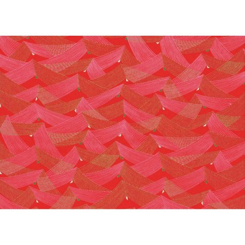 Papel japonés Chiyogami 70 g/m², 630 x 490 (SB), cuerdas doradas sobre rojo