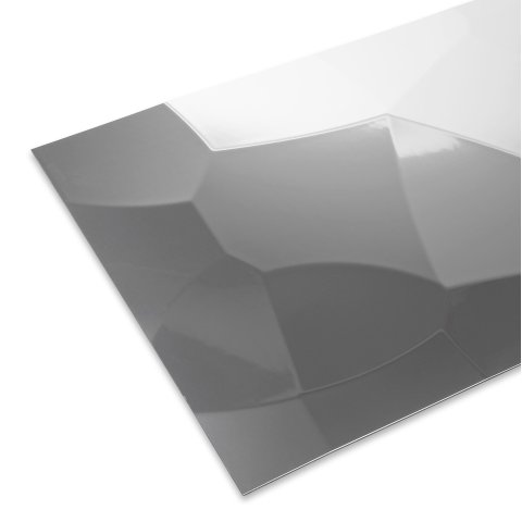 Specchio in polistirolo, colorato, finitura martellata argento, 3,5 x 320 x 1000 mm, s = 2 mm