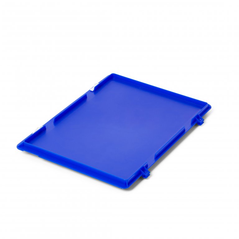 Tapa para caja apilable azul ultramar con bisagra