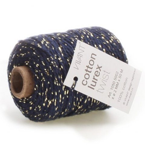 Cotton Lurex Twist metallic yarn ø ca. 2 mm, l = 50 m, gold/blue