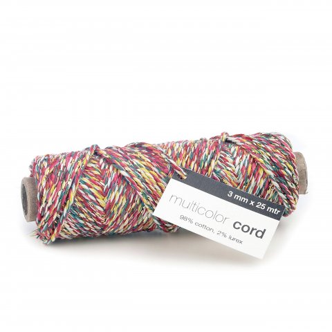 Cotton Lurex Twist metallic yarn ø approx. 3 mm, l = 25 m, multicolor
