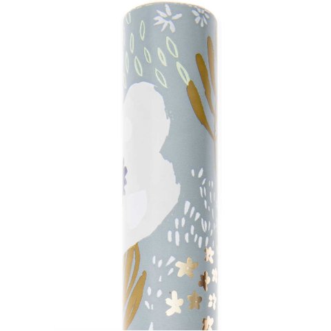 Wrapping paper roll Paper Poetry Hot Foil 70 x 200 cm, 80 g/m², 3 assorted designs, blue flowers