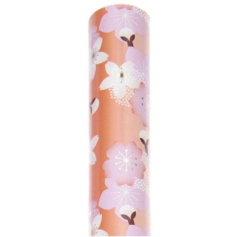 Rollo de papel de envolver Papel Poesía Hot Foil 70 cm x 2 m, 80 g/m², Sakura Sakura, naranja