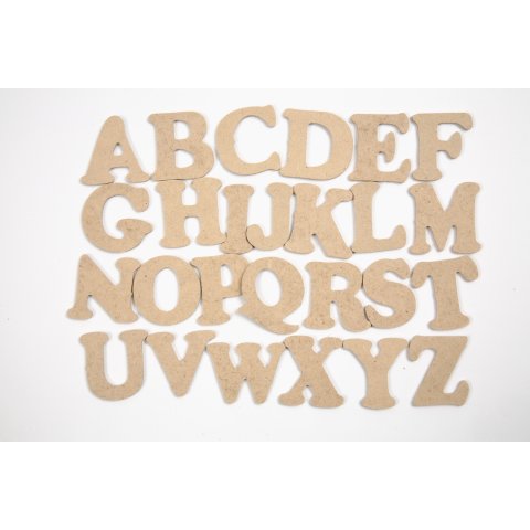 Wood letters 26 pcs, A-Z, h = 4 cm, s = 2.5 cm, natural