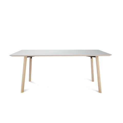 Modulor Y6 table, ash wood, natural, 10° Multiplex Linoleum 4177, beveled edge, 24x900x1800mm