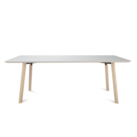 Modulor Y6 table, ash wood, natural, 10° Multiplex Linoleum 4177, beveled edge, 24x900x2000mm