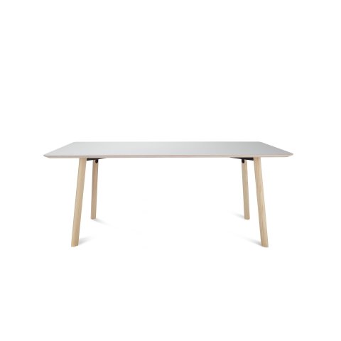 Modulor Y6 table, ash wood, natural, 10° Multiplex Linoleum 4177, beveled edge, 24x800x1600mm