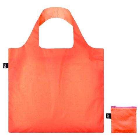 Loqi borsa della spesa riciclata al neon circa 50 x 42 cm, con sacchetto con cerniera, arancione