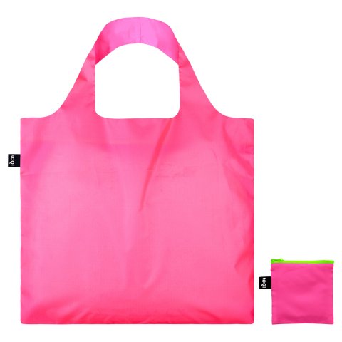 Loqi bolsa de la compra reciclada neón aprox. 50 x 42 cm, incl. bolsa con cremallera, rosa