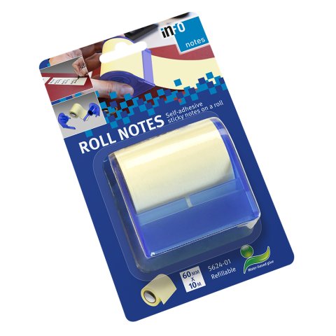 Haftnotizen info Roll Notes Spender inkl. Rolle 0,06 x 10 m, gelb