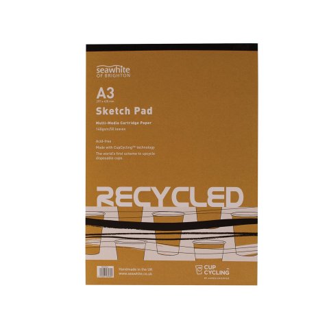 Seawhite multi-media paper pad, "Cupcycling", 140 g/m² 297 x 420 mm, DIN A3, 50 sheets, glue binding