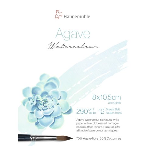 Hahnemühle watercolor block Agave, 290 g/m² 80 x 105 mm, 12 sheets, glued on four sides
