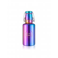 Bottiglia per bevande con manico, in acciaio inox iridescente, 0,5 l, tappo oscillante, Utopia light