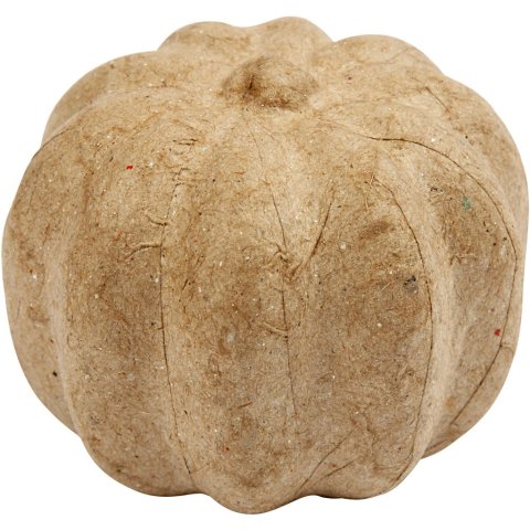 Pappmaché Kürbis ø 13 cm, h = 9 cm, Kunststoffkern, braun