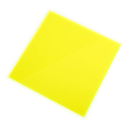 Vetro acrilico GS quadrato trasparente fluorescente (a) = 150 mm, s = 3 mm, taglio laser, verde