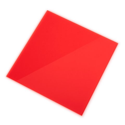 Acrylic glass GS transparent fluorescent square (a) = 150 mm, s = 3 mm, lasered, red