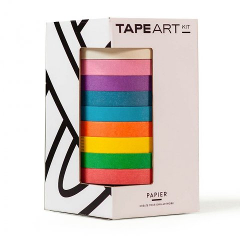 Tape Art Kit Papier Rainbow 25 m x 15 mm, repositionierbar, 10er - Set