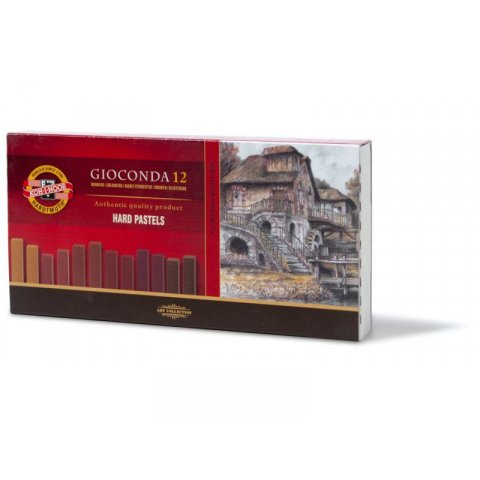 Pastellkreide Gioconda Hard Pastels cardboard box with 12 pencils, brown tones