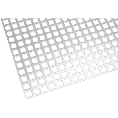 Lamiera alluminio con forature quadrate allineate (taglio disponibile) QG 10.0/14.0  th = 1.5 mm, 1000 x 2000 mm