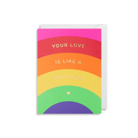 Mini biglietto d'auguri Lagom Design 90 x 120 mm, Il tuo amore è come un arcobaleno