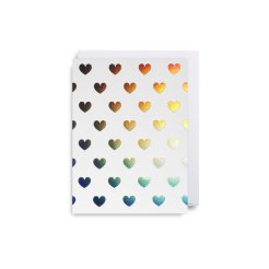 Mini-Grußkarte Lagom Design 90 x 120 mm, Regenbogen-Herzen Holo